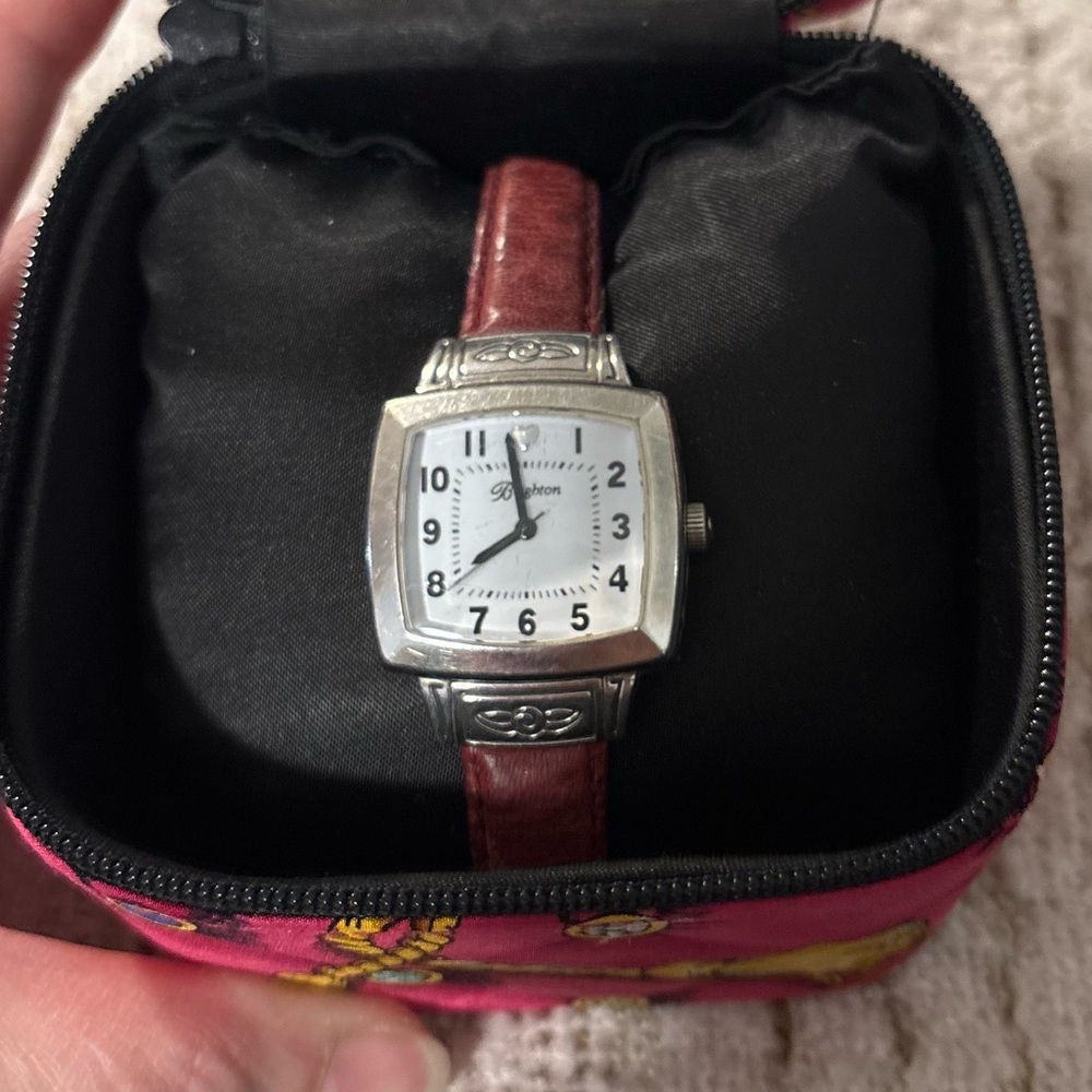 Brighton Orchard Watch 30mm Womens Square Dial Silver Tone Leather Working